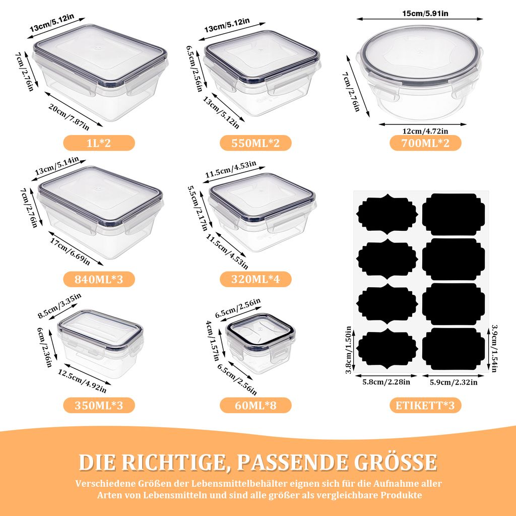 48 Stück Vorratsdosen mit Deckel Luftdicht Set, Produktbild 2