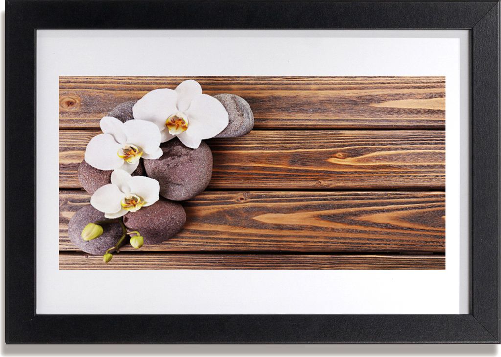 Bild 30x20 MDF-Rahmen Wandkunst Holz Orchideenblüte