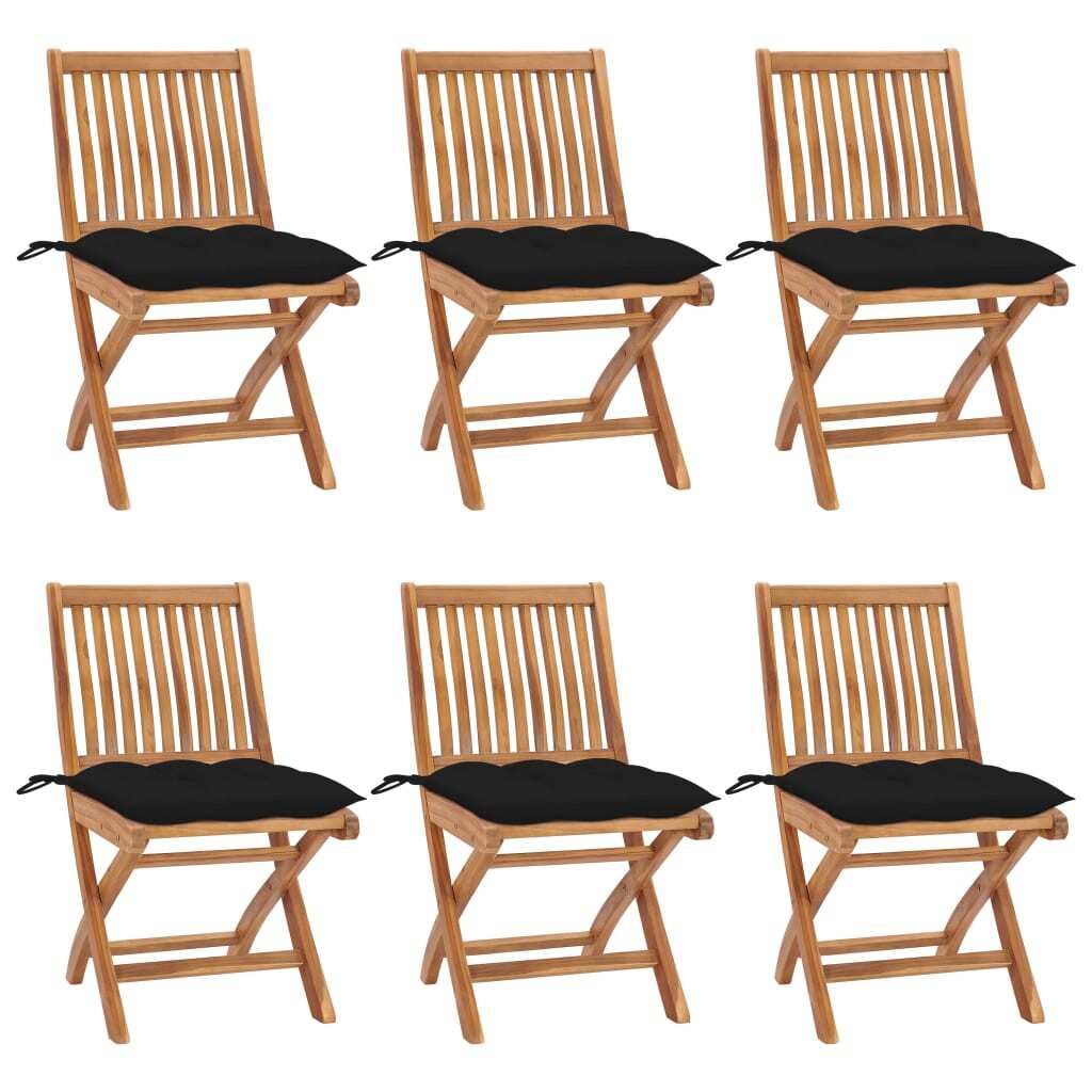 Maison Exclusive - Klappbare Gartenstühle mit Kissen 6 Stk. Massivholz Teak