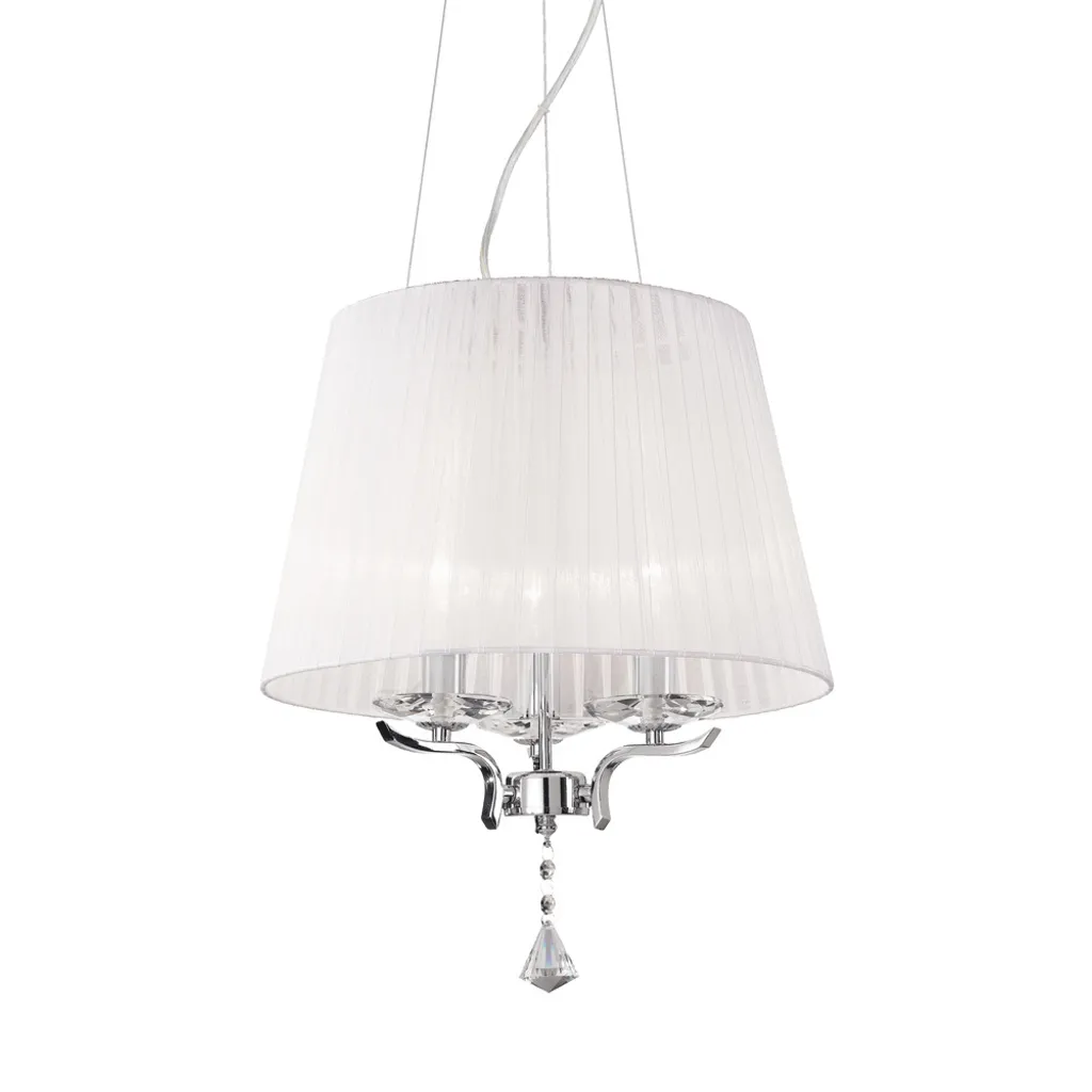 Suspension Abat-jour Lustre en Tissu Blanc de 40 cm pour Salon Chic
