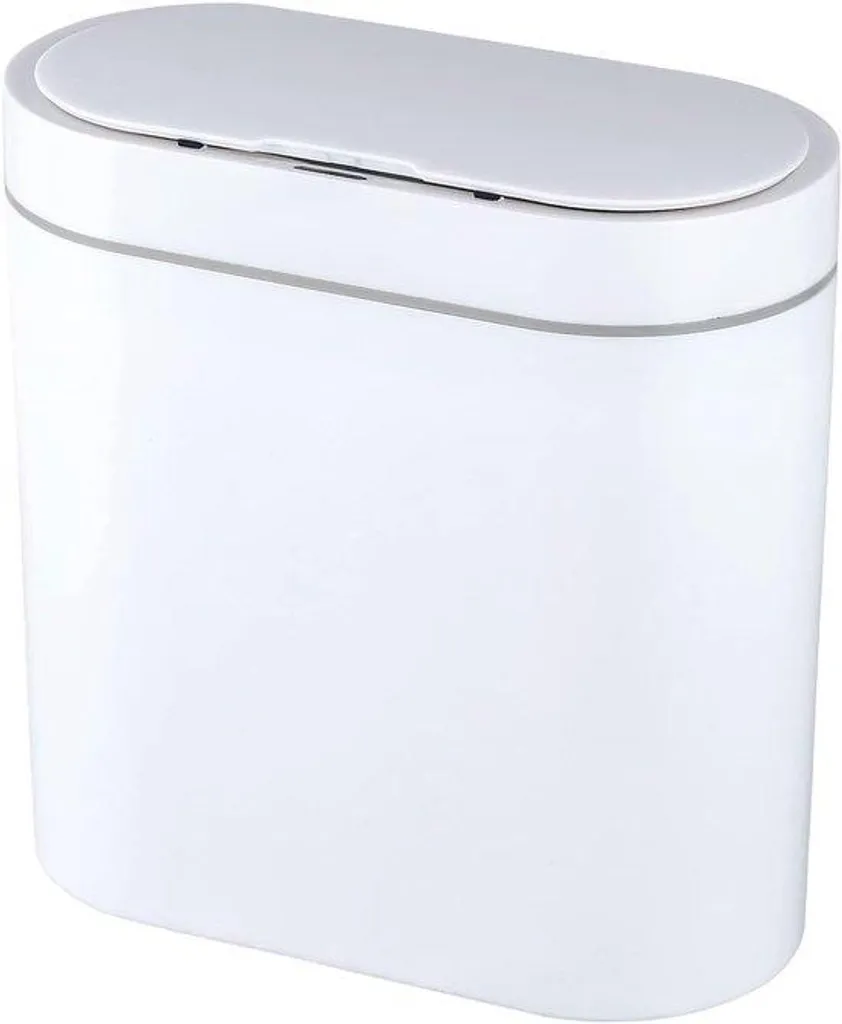 Poubelle salle de bain automatique 9,5L blanche avec détecteur de mouvement