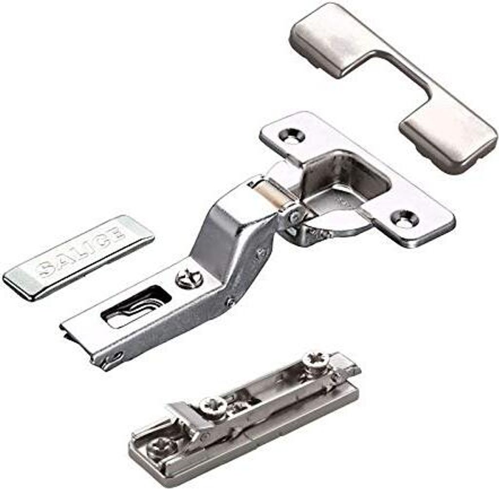2 x Salice Topfband 110° Serie 200 Bohrbild T52 Innenanschlag inkl. Linear-Montageplatte Höhe 6 mm mit vormontierten Euroschrauben, Exzenterverst...