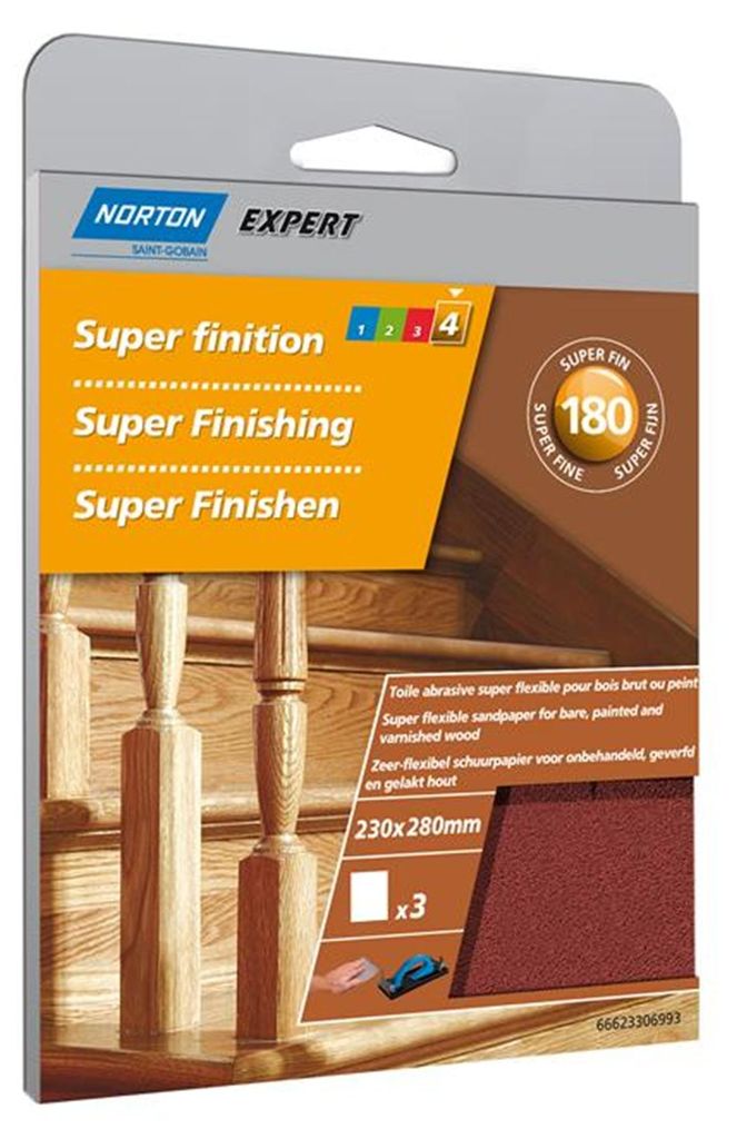 Norton Expert Schleifpapier für Holz 230 x 280 mm K180 3er VE