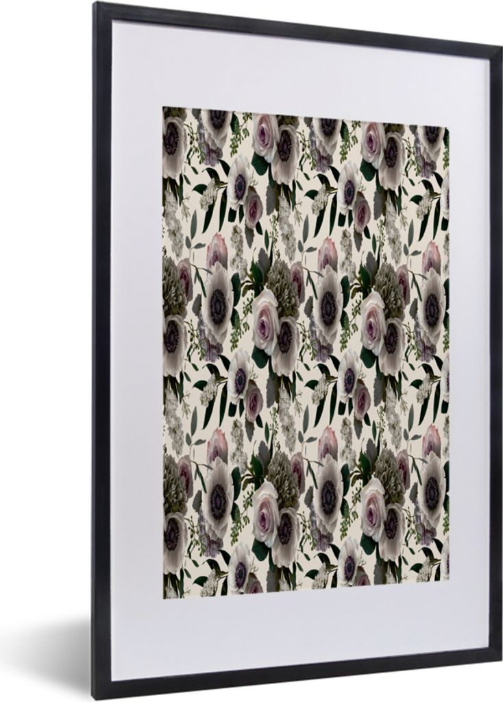 MuchoWow MuchoWow Gerahmtes Poster Blumen - Flora - Rosa 40x60 cm - Poster mit zchwarzem Bilderrahmen - Poster in Rahmen