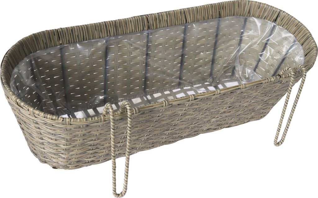 KYNAST 2in1 Pflanzkasten mit Halterung oval in Rattanoptik Produktbild 