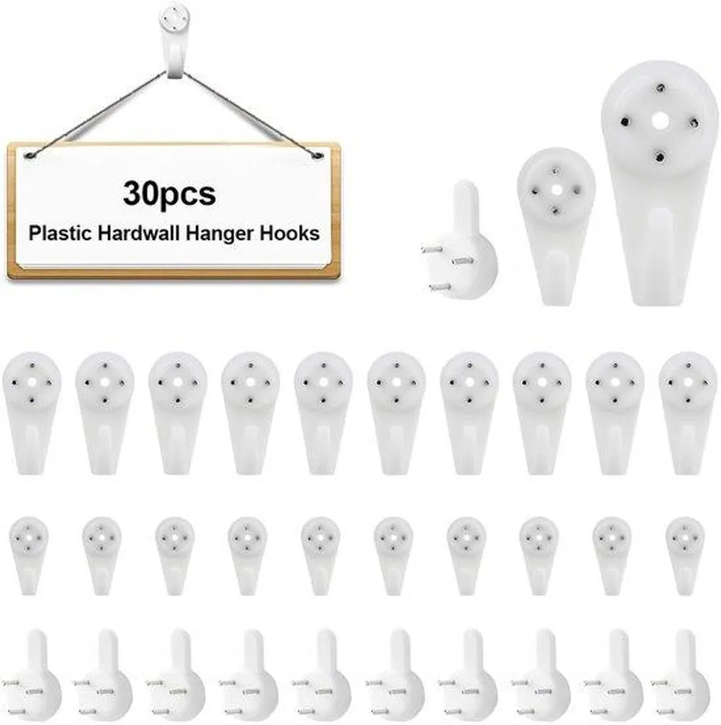 Kit fixation cadre photo sans trou 30 crochets pour mur plâtre et dur