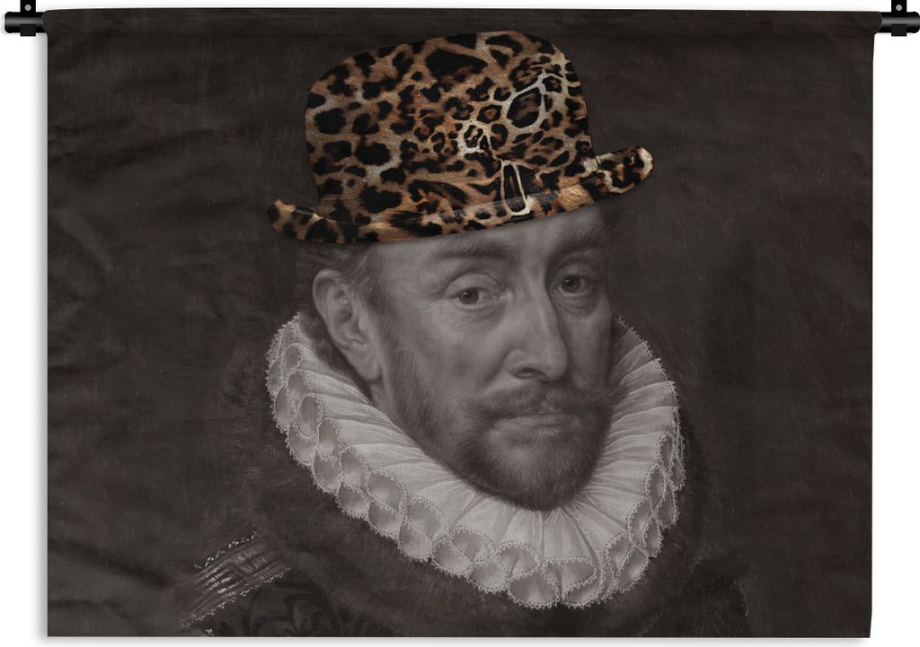MuchoWow Wandteppich Wandbehang Kunst - Wilhelm von Oranien - Hut 150x112.50 cm Tapisserie Dekoration Wandtuch - Wanddecke - Wandteppiche