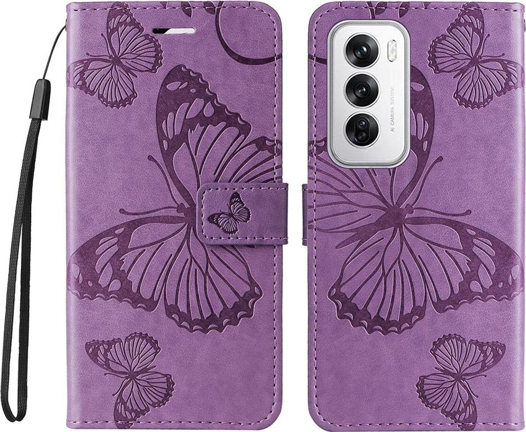 OPPO Reno12 Hülle - Coverup Schmetterlinge Klapphülle - Lila