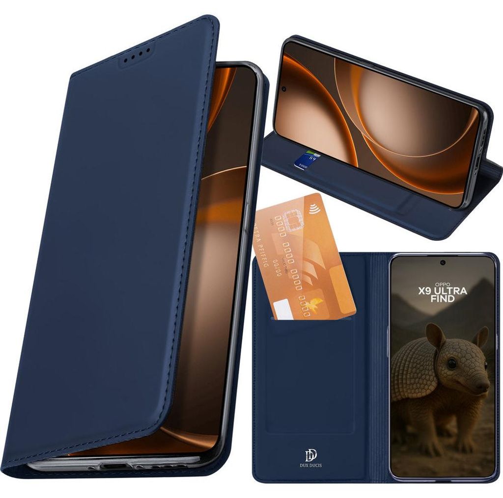 Handyhülle mit Klappe für Oppo Find X9 Ultra, Dux Ducis Skin Pro, Dunkelblau