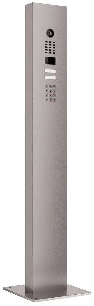 Gegensprechanlage mit Standfuß + Bodenplatte for Two Doorbird D1102KV mit Keypad Modul Edelstahl