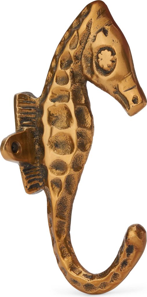 Maritimes Haken - Seepferdchen aus Messing antik 12x6cm Wandhaken Kleiderhaken