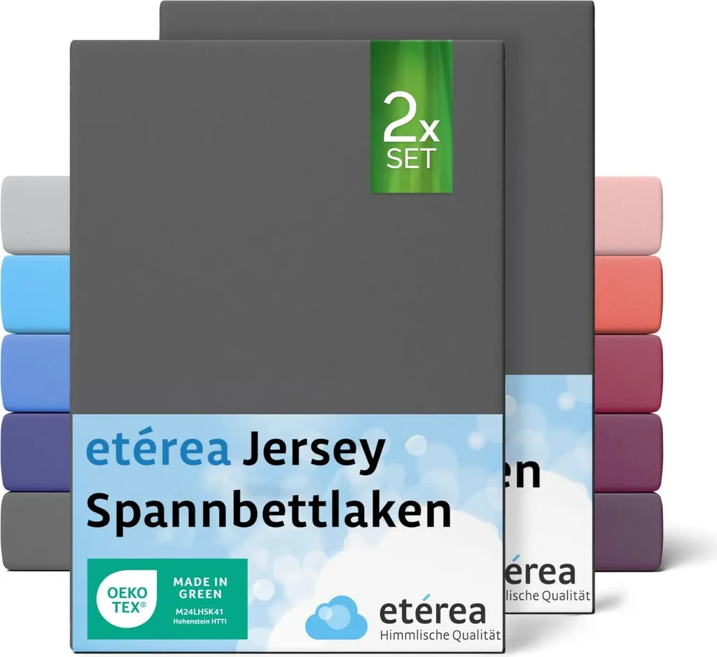 Lenzuola Jersey 100% Cotone ETÉREA Antracite 200x220 Oeko-Tex