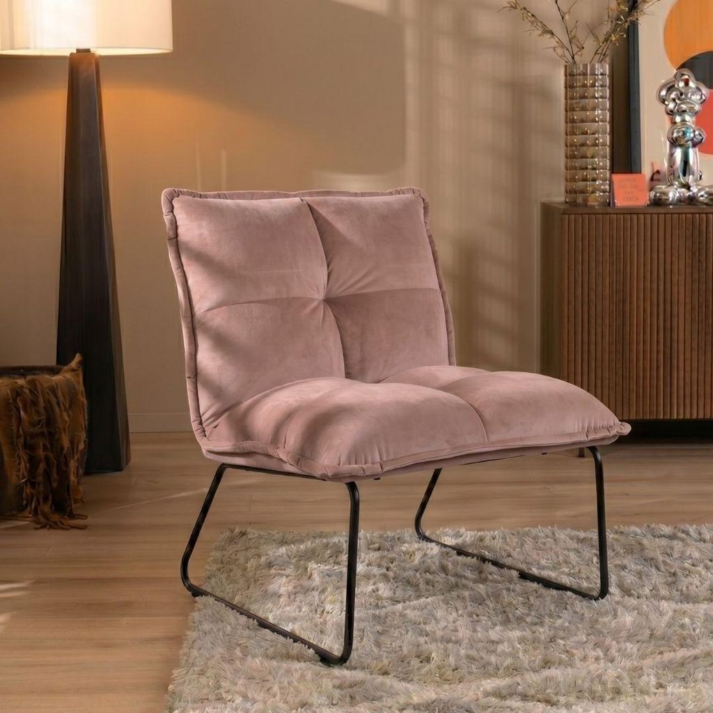 Bronx71 Samt Sessel Malaga modern rosa Produktbild 