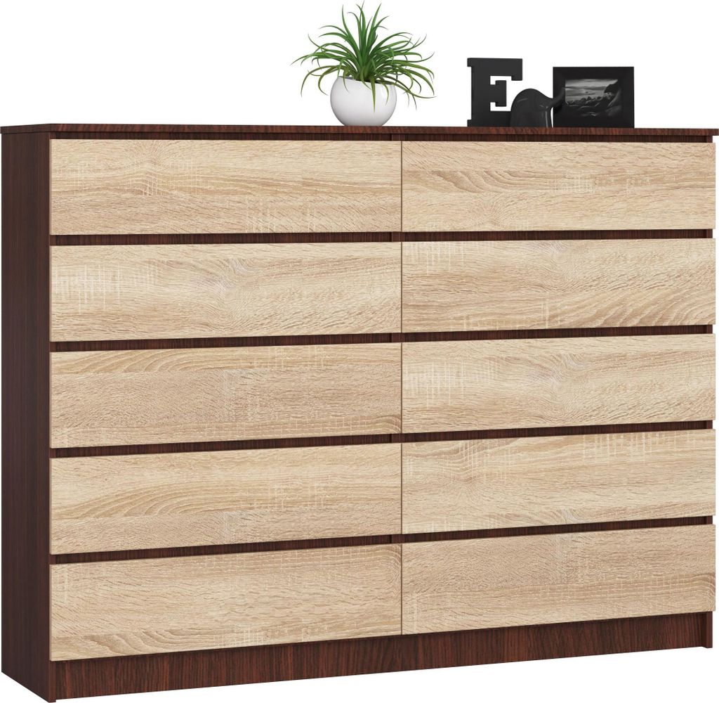 Akord Commode 10 Tiroirs Wengé/Chêne Sonoma 160X40X121 Image du produit 