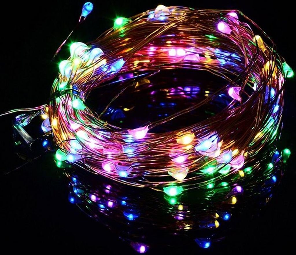 100er FB LED Lichterkette Kupferdraht bunt Timer außen dimmbar Batterie BA11286