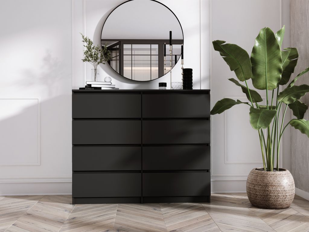 Cassettiera 8 cassetti, nero opaco, 138 x 101 x 39 cm Immagine del prodotto 