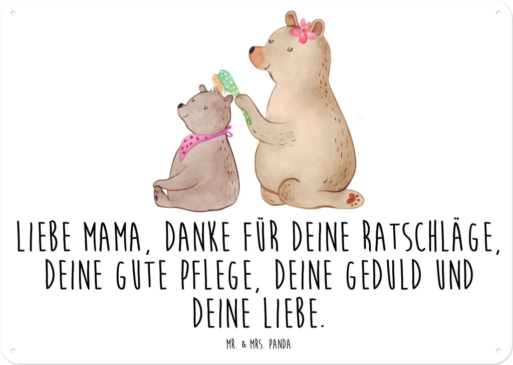 Mr. & Mrs. Panda tafel Bär Kind DIN A5 - Weiß - Geschenk, Muttertag, Mama, Wandbild, Blechschild, Schild, Türschild, wandtafel, Mutter