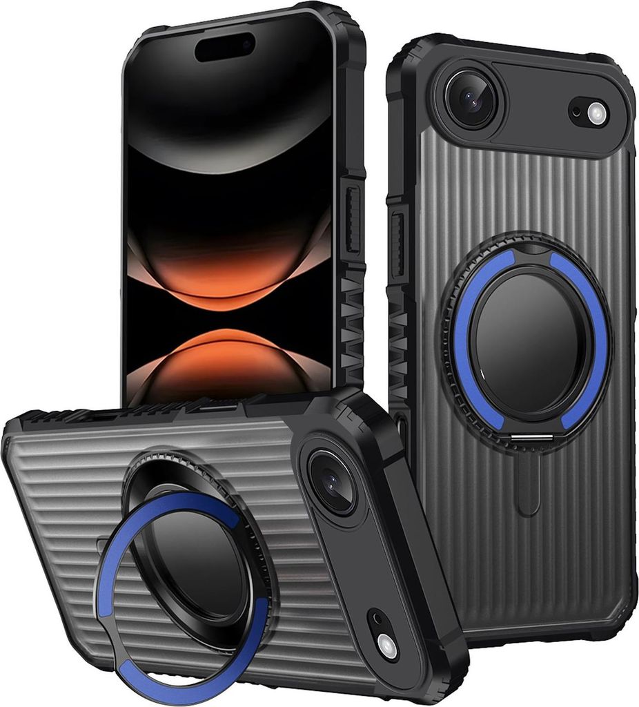 MagSafe Hülle für Apple iPhone 17 Air mit 360 Grad Ring Halter Kameraschutz Blau