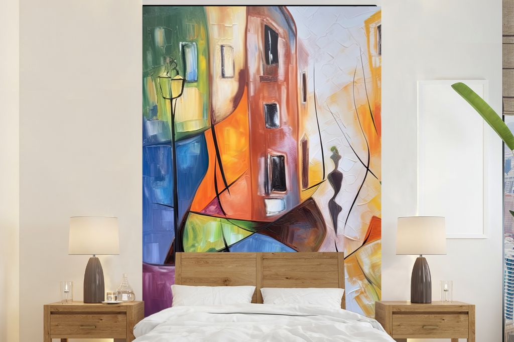 MuchoWow Fototapete für Wohnzimmer oder Schlafzimmer Wandtapete Vinyl Motivtapete Abstrakt - Kunst - Malerei - Farben - 180x280 cm - Wallpaper