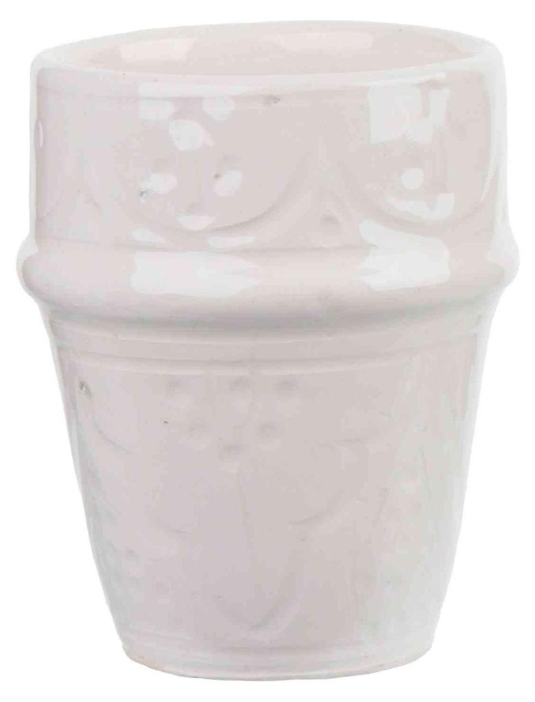 NKlaus Espressobecher Weiß 100 ml Keramik Tonbecher mit dekorativem Relief