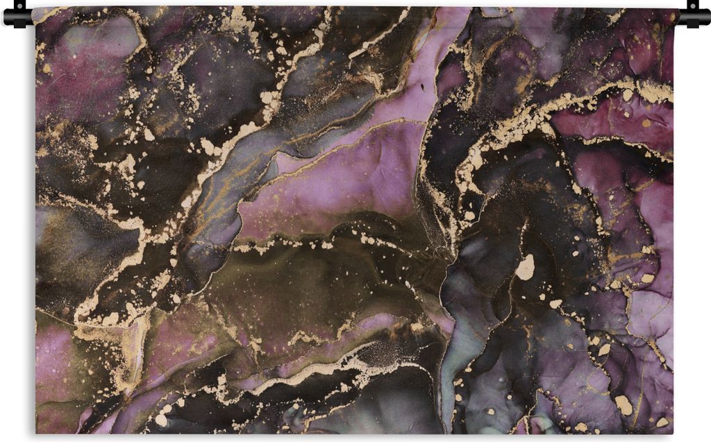 MuchoWow Wandteppich Wandbehang Marmor - Gold - Stein - Abstrakt 120x80 cm Tapisserie Dekoration Wandtuch - Wanddekorationen - Wandtücher