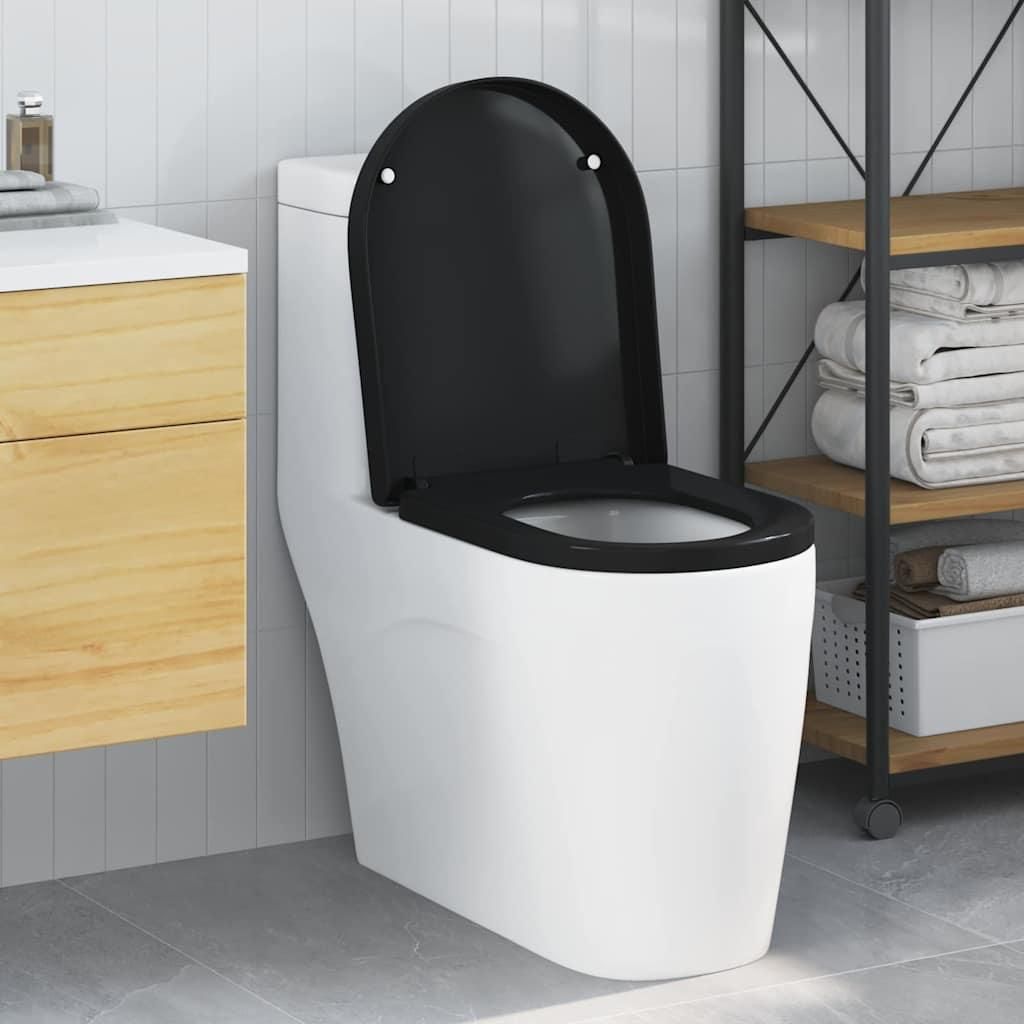 HOMMIE Toilettensitz Schwarz 48x36,5x4,5cm Polypropylen DE377138 - WC-Sitze