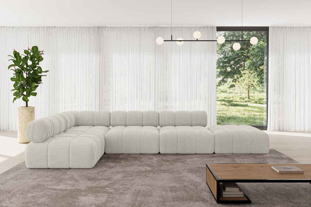 ALTDECOR Modulares Sofa Ecksofa in L-Form - Favio-L2 - 380x190x70 cm Hellgrau universal, links/rechts Corner modular Sofa Eckcouch Couch Wohnlandsc...