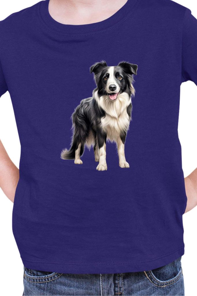 Kinder T-Shirt Dogs Breeds Border Collie Dog Breed 007, 3-4 Jahr - 104 / Dunkelblau