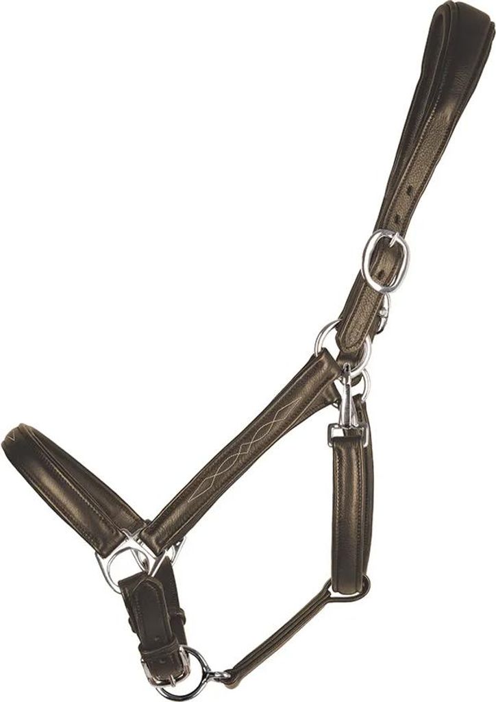 Hy - Pferdehalfter "ProPresicce", Leder BZ6136 (Pony) (Braun/Silber)