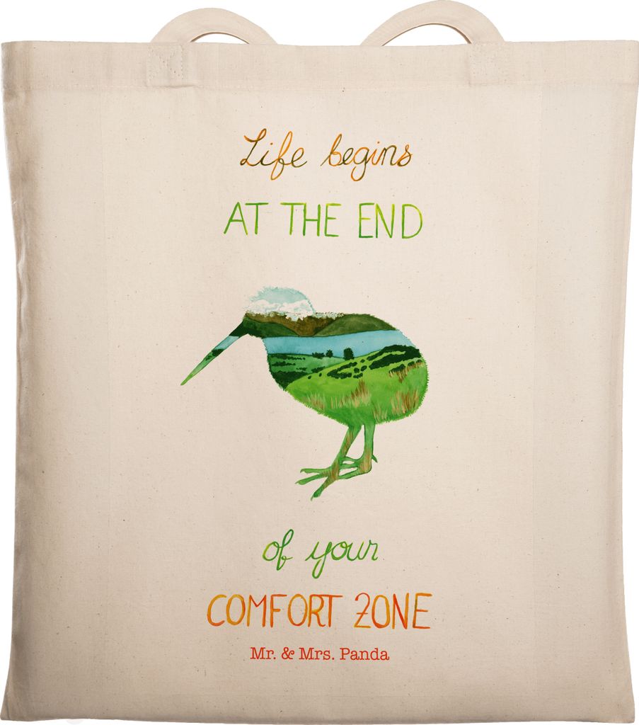 Mr. & Mrs. Panda Schultasche Kiwi Neuseeland - Transparent - Geschenk, Dekoration, Tasche, Kiwivogel, New Zealand, Stoffbeutel, Motivation, Jutebeu...