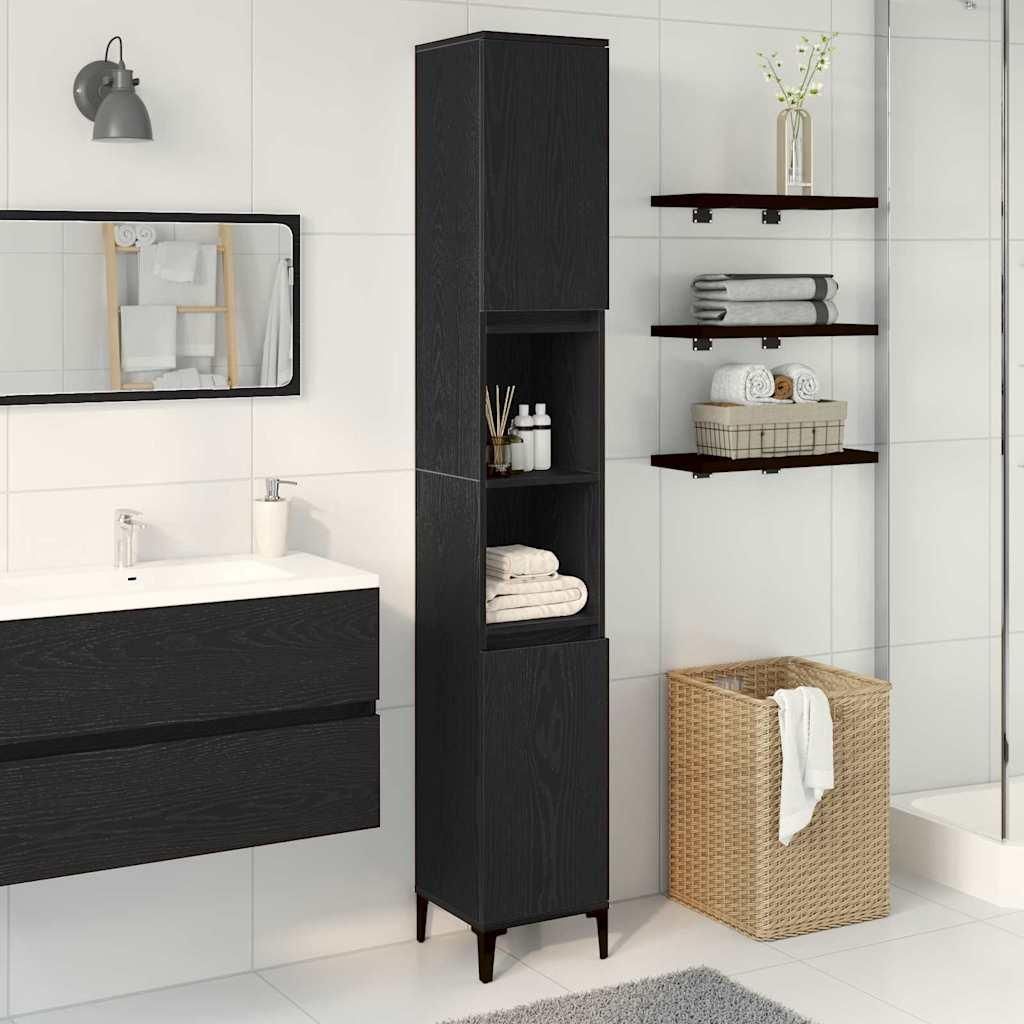Badezimmerschrank mit Tür Schwarz Eichen-Optik 30 x 30 x Produktbild 
