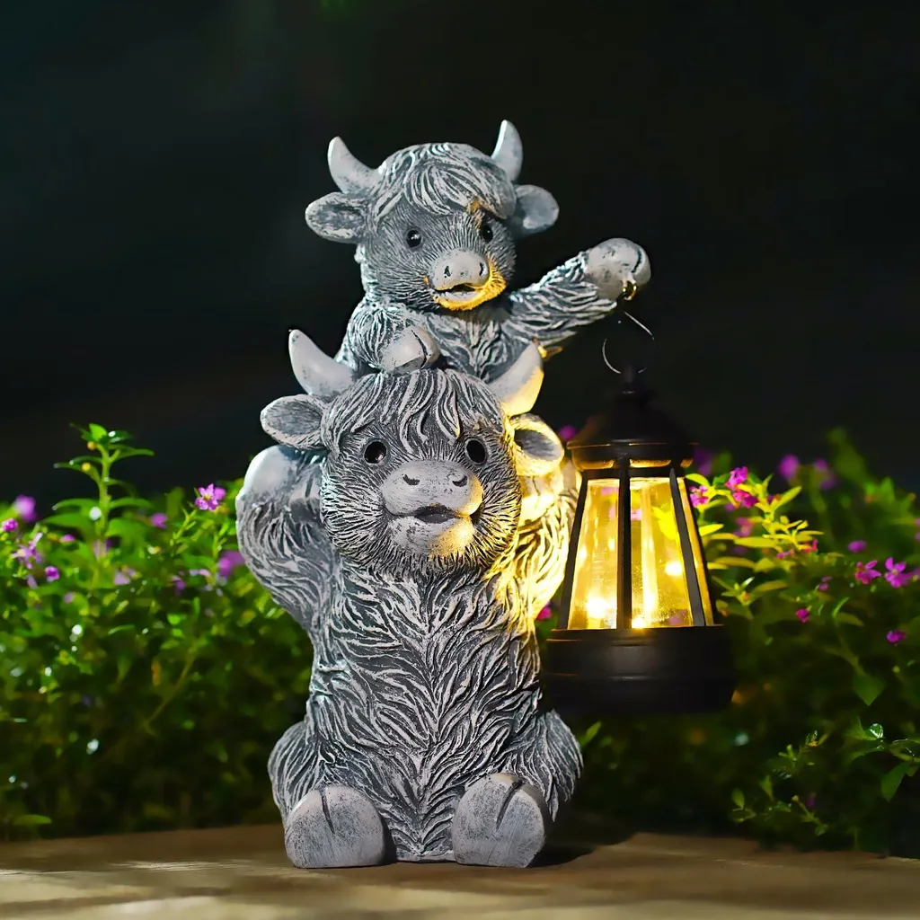 Décoration Jardin Vache des Highlands Solaire - Idée Cadeau Femme et Homme