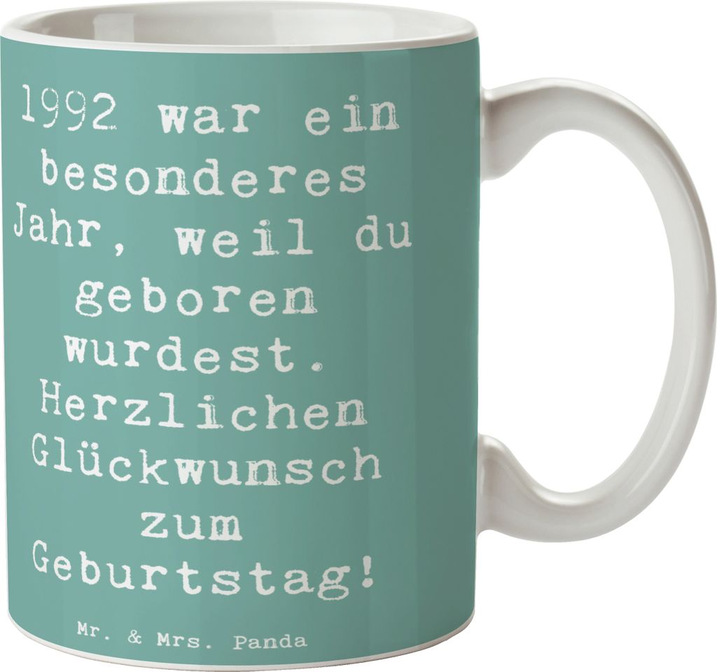 Mr. & Mrs. Panda Tasse Spruch 1992 Geburtstag - Meeresbrise - Geschenk, besonderes Jahr, Alter, Kaffeebecher, Geburtsjahr, Teetasse, mit, Geburtsta...