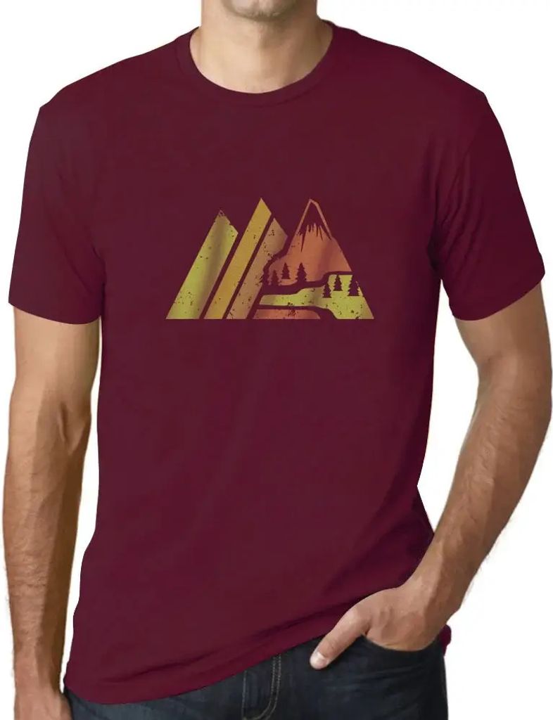 Herren Grafik T-Shirt Retro-Berg – Retro Mountain – Öko-Verantwortlich Vintage Jahrgang Kurzarm Lustige Druck Geburtstag Geschenk Mann