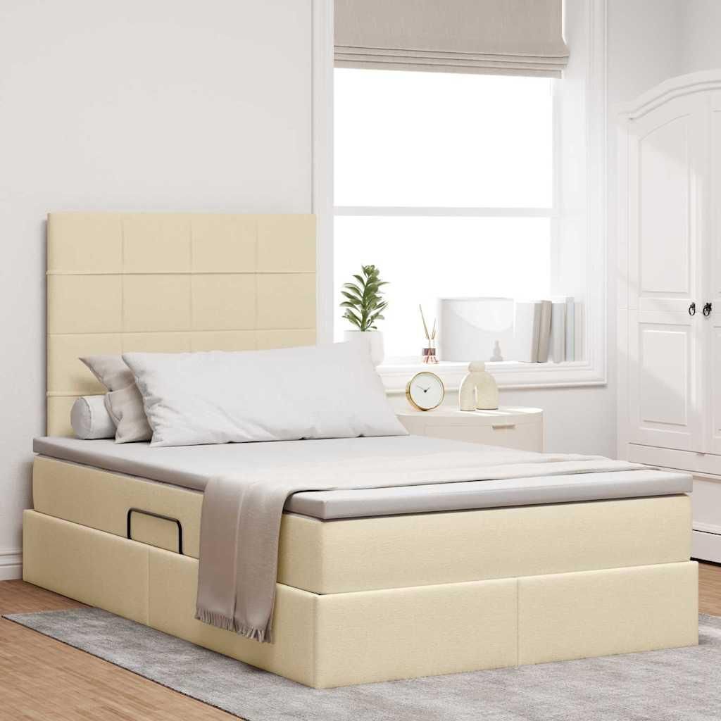 "Schlussverkauf" Aufbewahrungsbett - für 1 Person - mit Matratze - Creme 120x200 cm Polyester C676