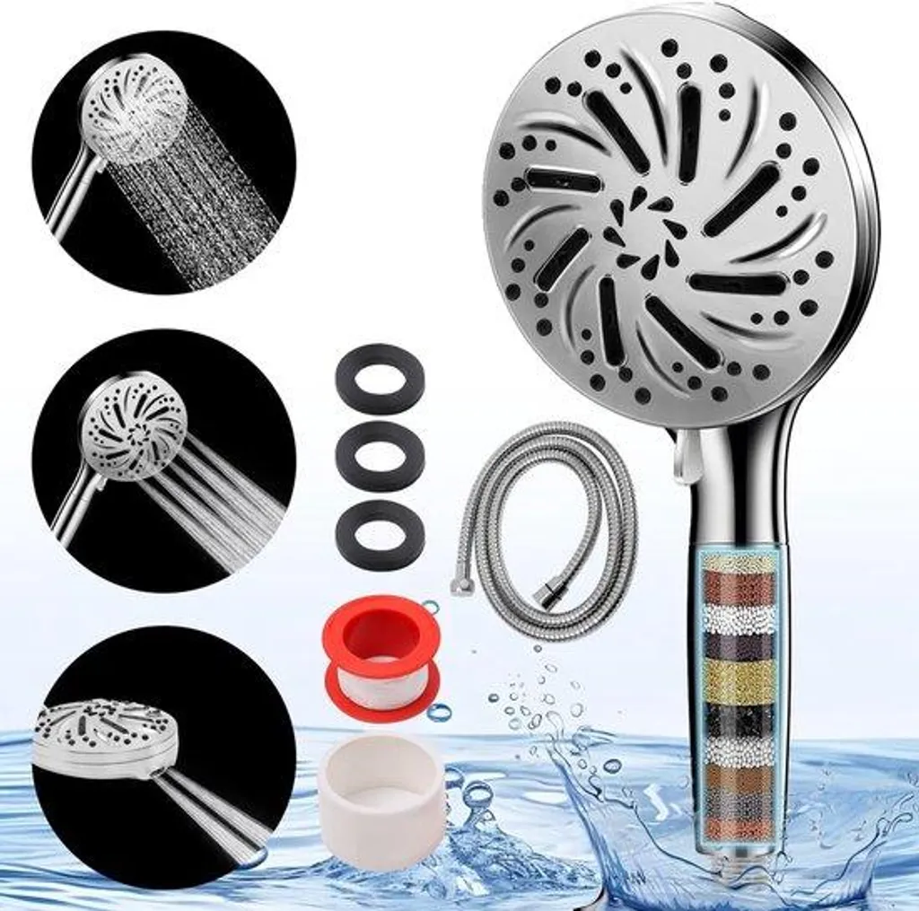 Pomme de douche économe avec filtre 10 fonctions et jet haute pression