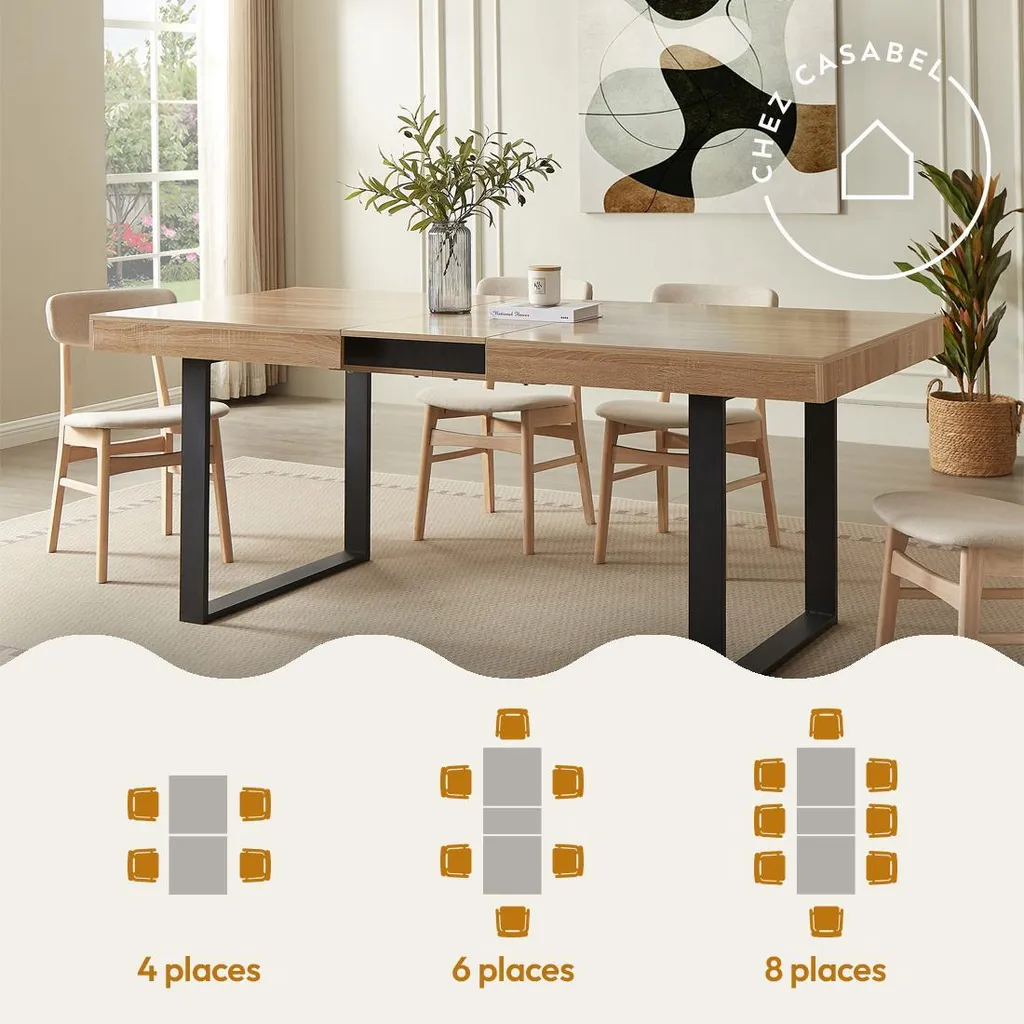 Table à Manger Modulable 8 Places Idéale Réceptions Style Industriel - 4