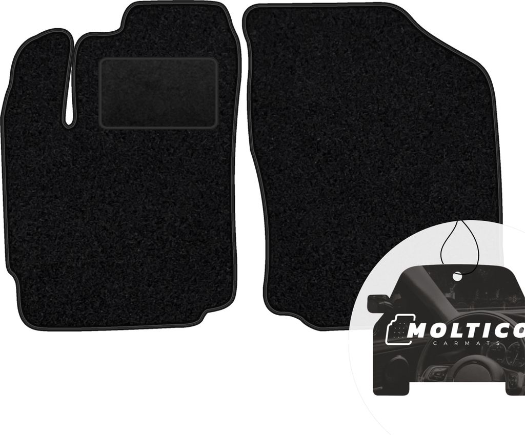 moto-MOLTICO Vorne Fußmatten Auto Velours Autoteppiche Schwarz Automatten Set 2-teilig passend für Daihatsu Sirion 1998-2005