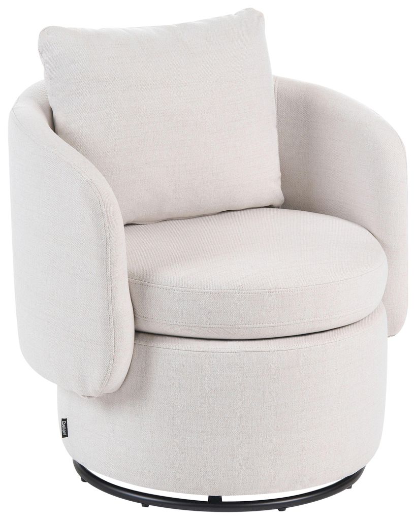 BELIANI Sessel Cremeweiß Stoff Gepolstert mit Drehfunktion Drehbar Stauraum Modernes Design Wohnzimmer Esszimmer Drehsessel Polstersessel Stoffsessel