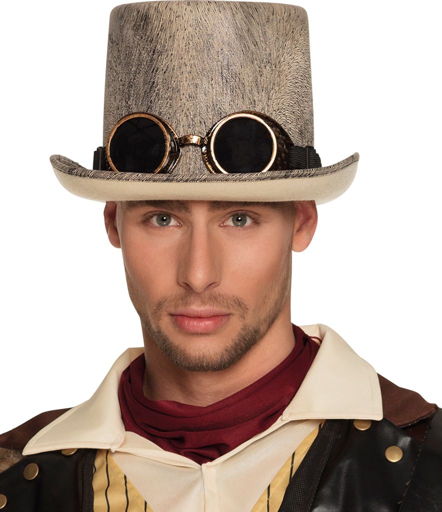 B54513 Herren Steampunk Hut Barock Zylinder mit Brille Produktbild 