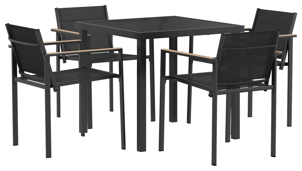 vidaXL Gartenmöbel Set 5 pcs Schwarz und Anthrazit 80 x 80 x 73 cm