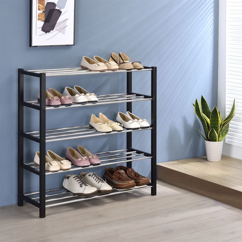 Schuhregal DUBLIN mit 5 Ablagen in schwarz. Produktbild 