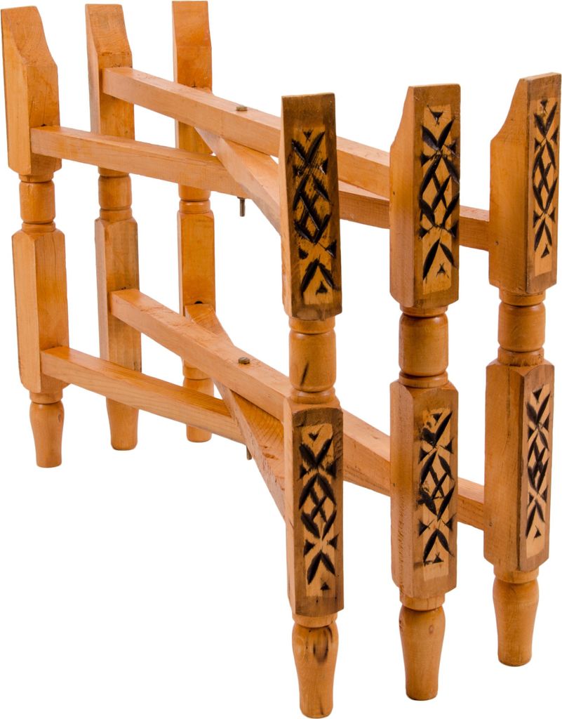 Orient Holzgestell für 80cm Tabletts | handgefertigtes Untergestell aus massivem Zedernholz | orientalischer Tablettständer mit Moucharabia Muste...