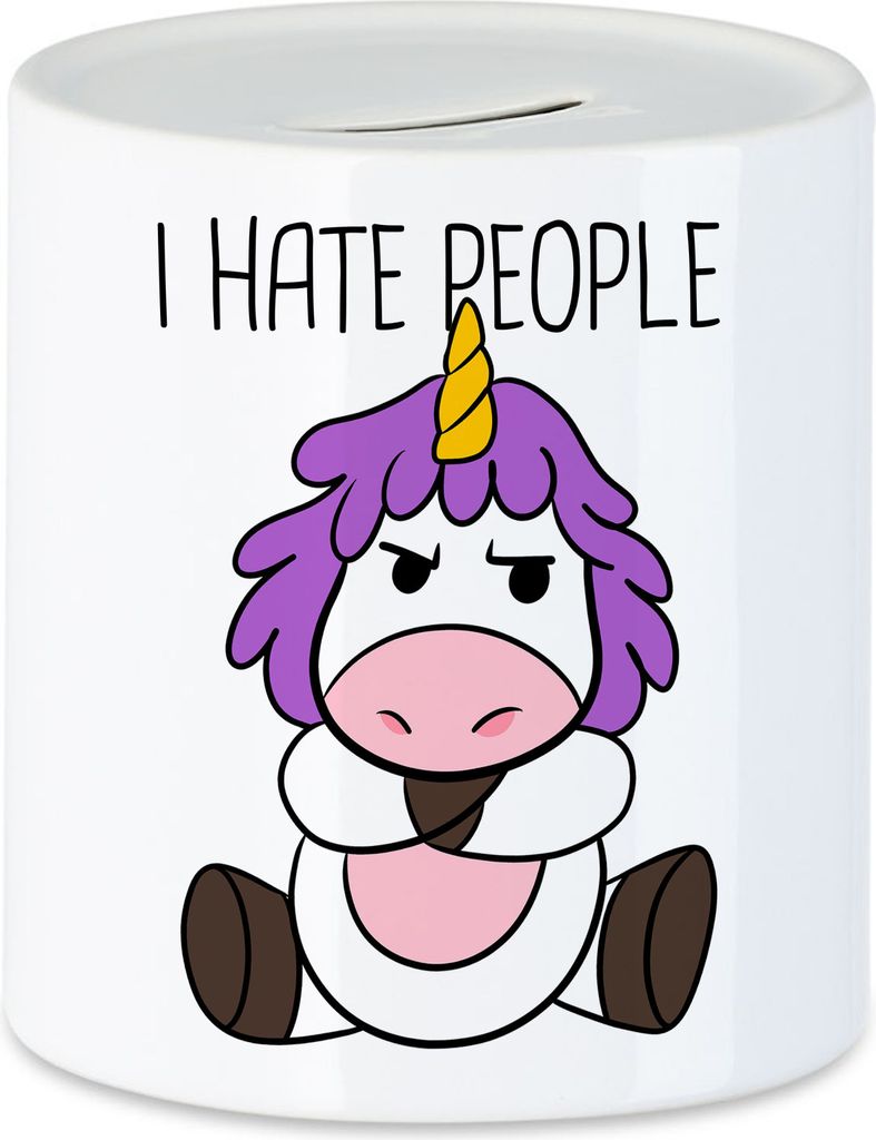 I Hate People Tasse Lustig Einhorn unhöflich Spruch Geschenk Kollege Kollegin Spardose