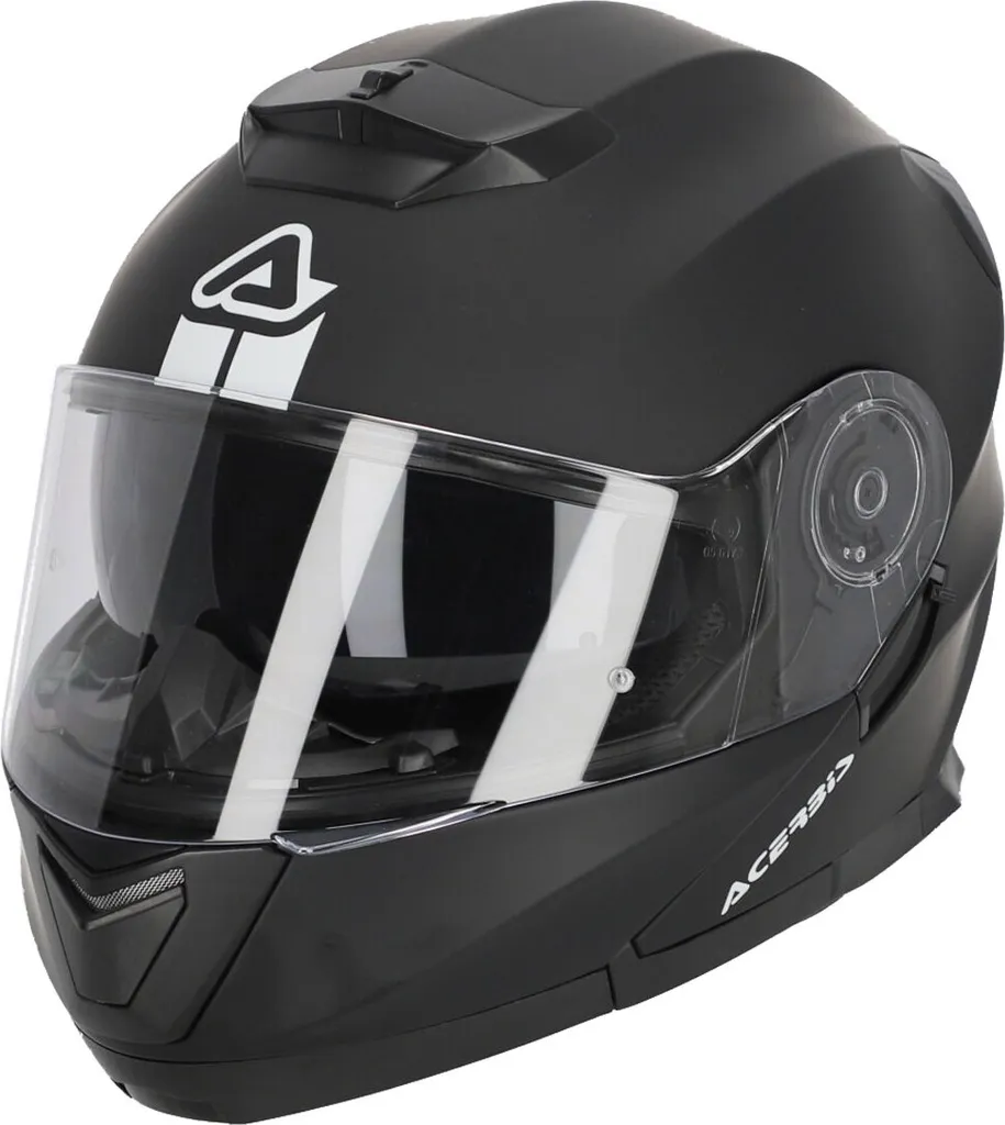 Casque de Moto Modulable Noir Taille S - Acerbis Serel avec Double Visière