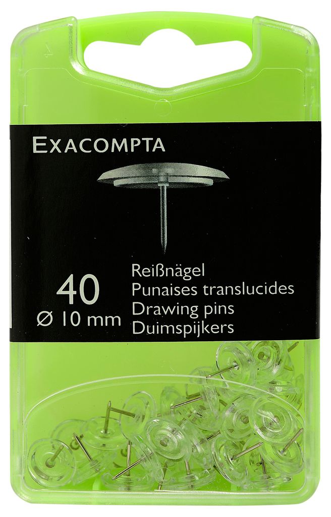 Exacompta Reißnägel Ø10mm glasklar 40 Stück transparent Produktbild 