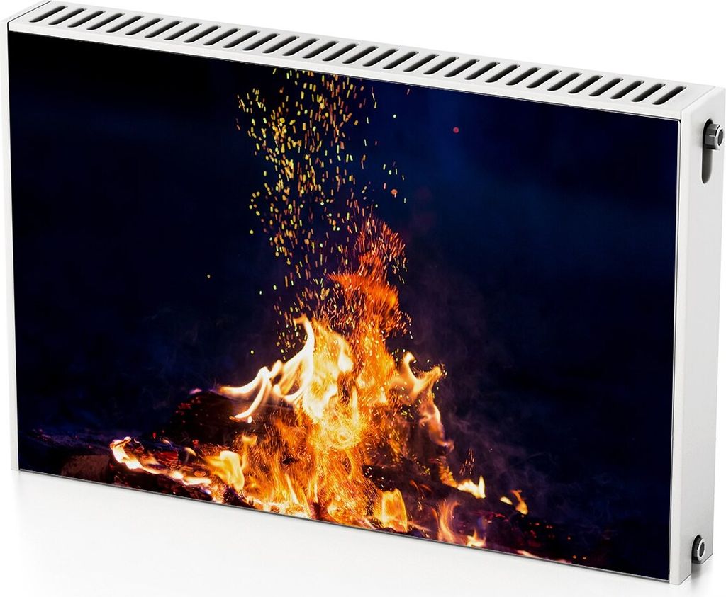 Kamin. Kamin – Magnetische Heizkörperabdeckung – 90x60 cm – Magnet Heizkörperabdeckung – 3D Würfel – Heizkörperverkleidung – Magnet...
