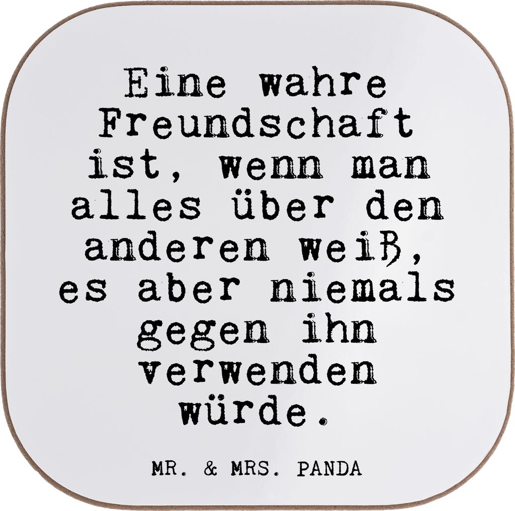 Mr. & Mrs. Panda unterleger Eine wahre Freundschaft ist,... - Weiß - Geschenk, bester Freund, Sprüche, Tassenuntersetzer, Freundin, Clique, Tisch...