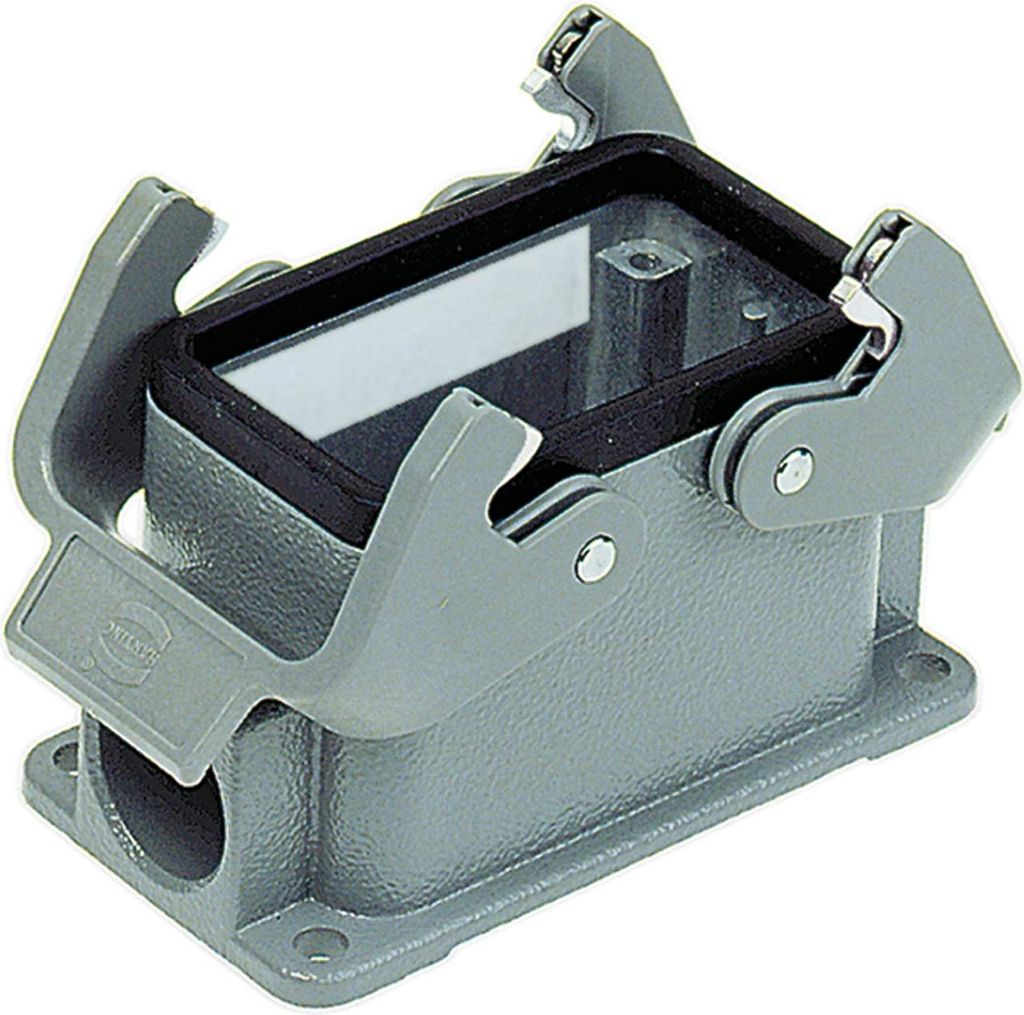 HARTING Han 10B HvE Sockelgehäuse niedrig, 2xM20 seitlicher Kabelabgang, mit 2 Querbügeln - 1 Stück