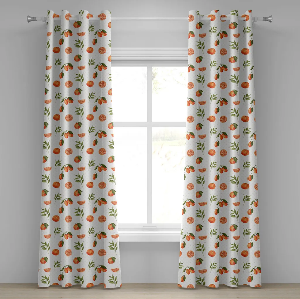 Rideau orange brûlé aquarelle en micro-satin avec œillets 280 x 245 cm